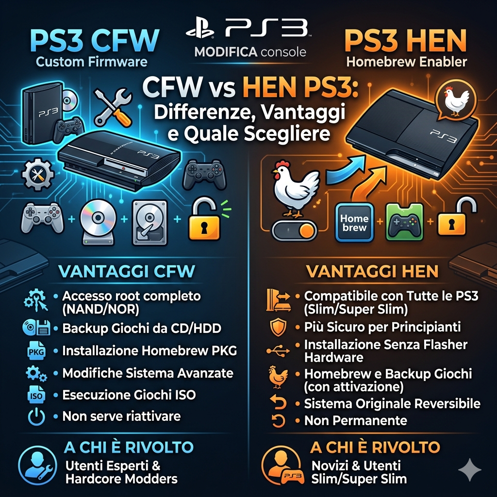 CFW vs HEN PS3: Differenze, Vantaggi e Quale Scegliere