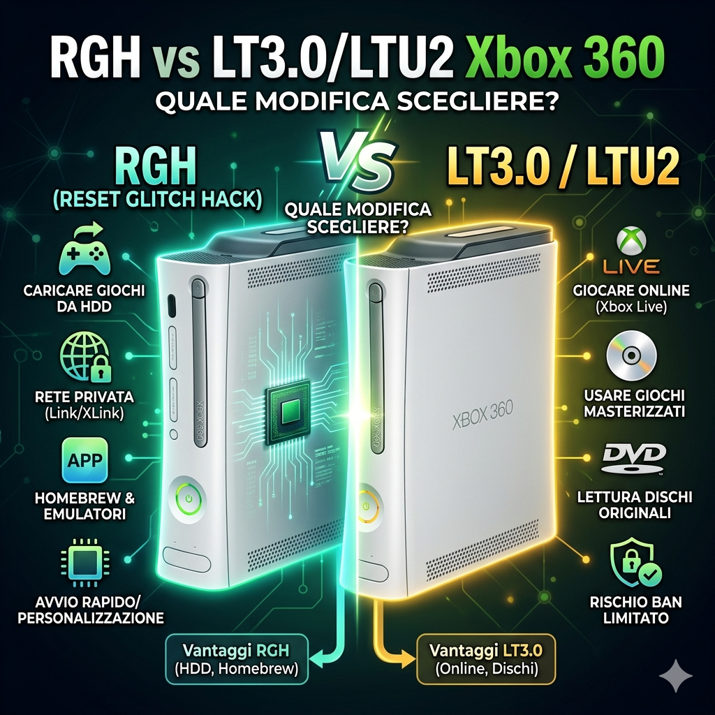 RGH vs LT3.0/LTU2 Xbox 360: Quale Modifica Scegliere