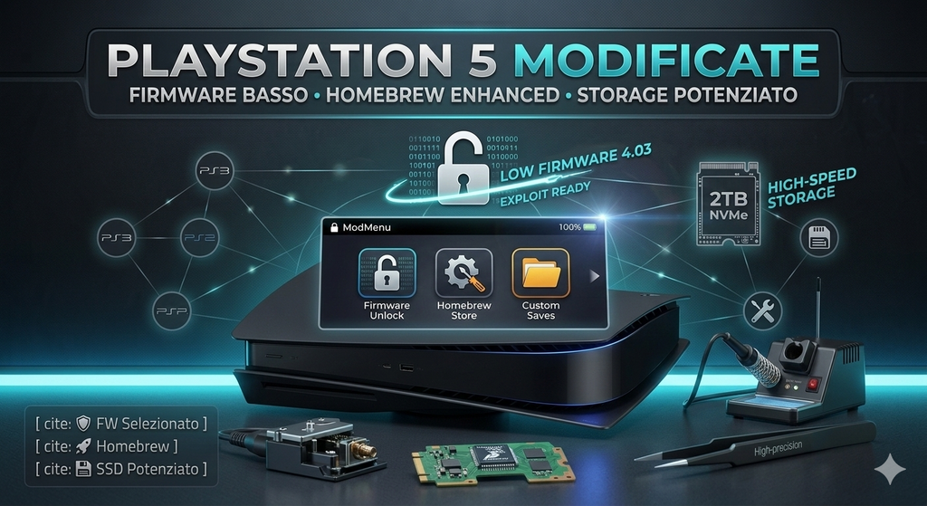 PS5 Fat Blu-ray Edition modificata con Homebrew Enabler + Debug Settings + Update Blocker