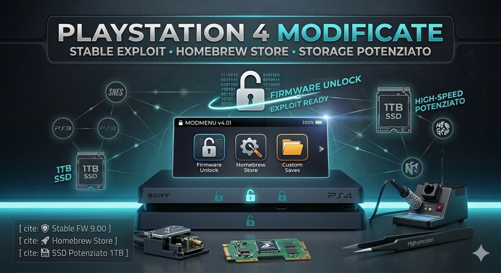 Modified PS4 Slim with Homebrew Enabler + Debug Settings + Update Blocker