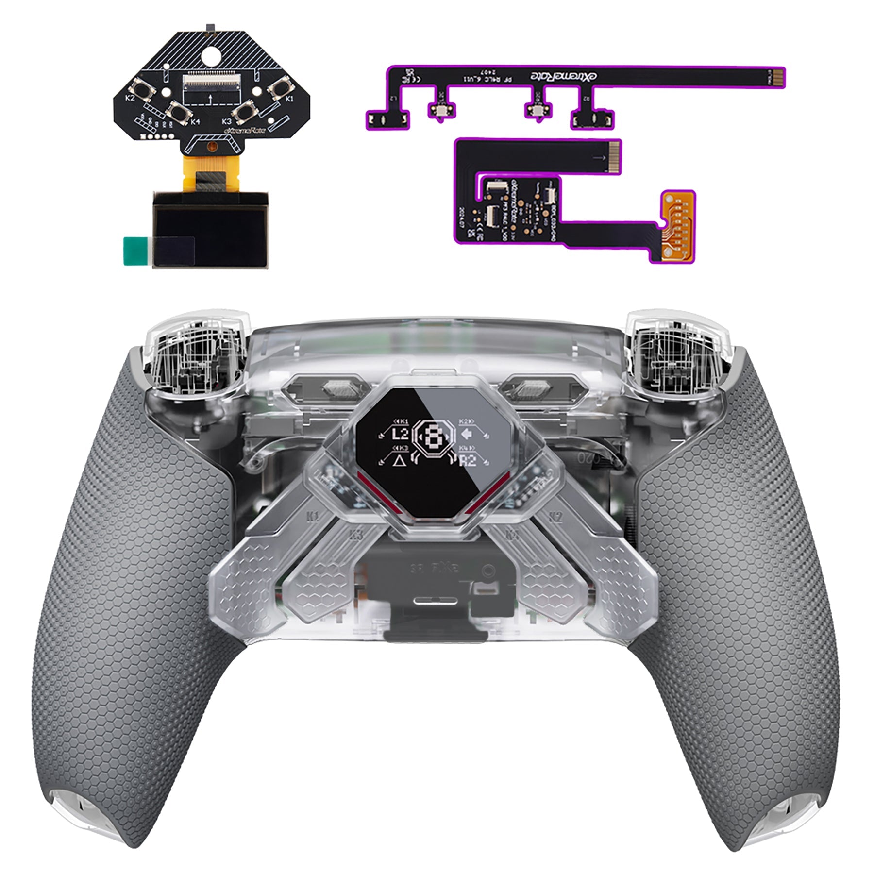 Controller PS5 Modificato - eXtremeRate SPARK Trasparente e Grigio