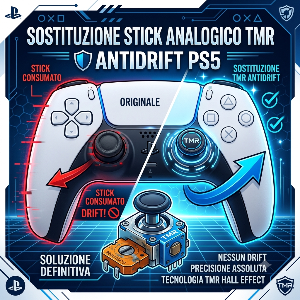 Riparazione Controller PS5 - Sostituzione Stick Analogico TMR Antidrift